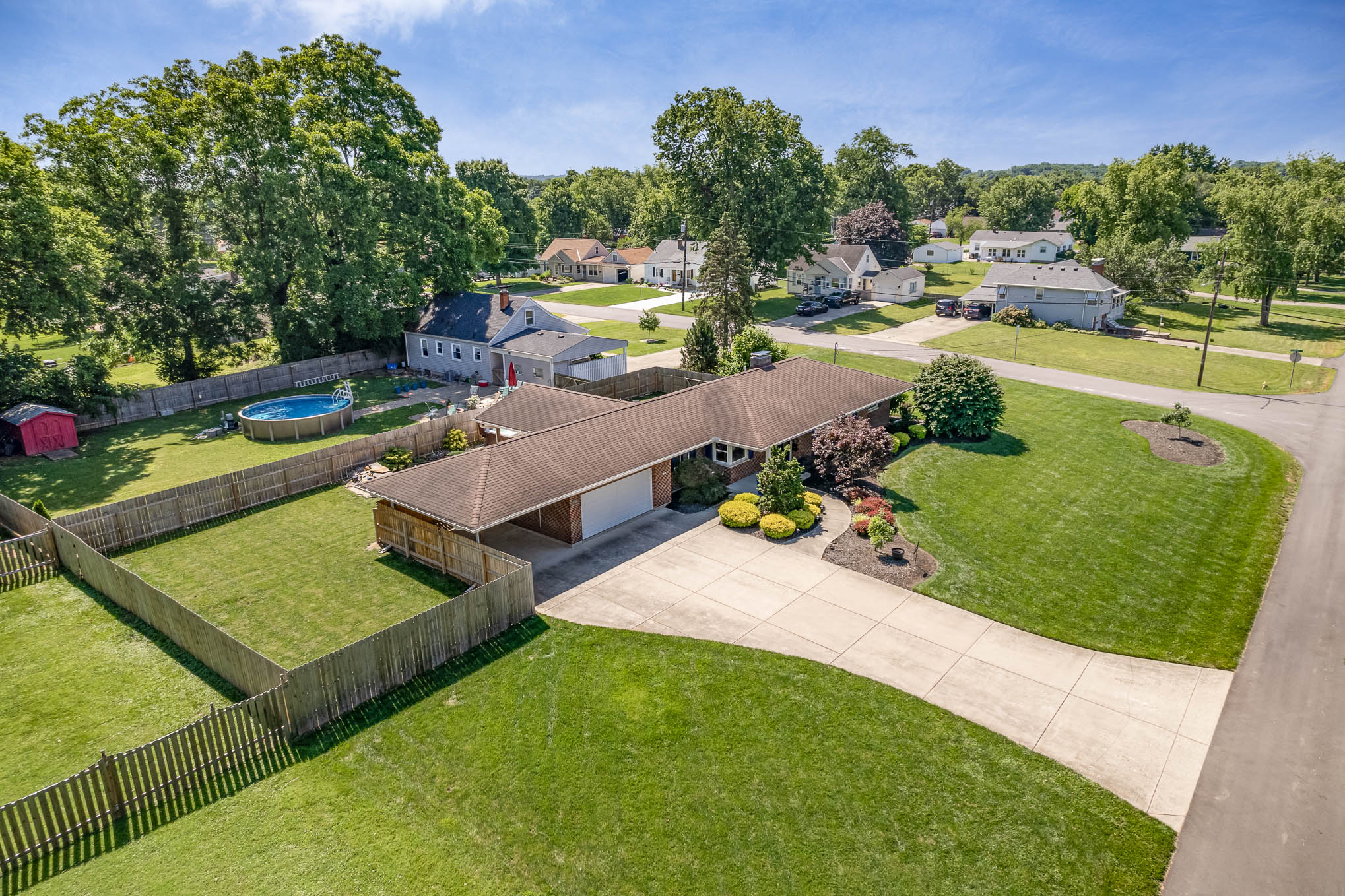 Aerial view of the home